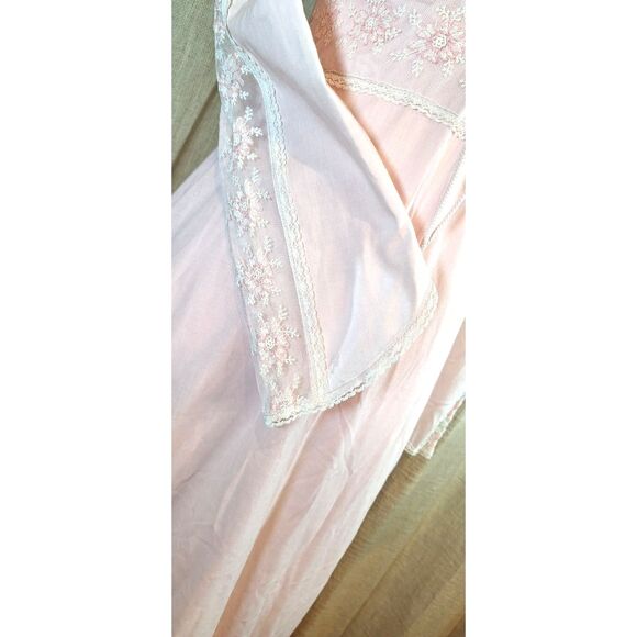 70's Pink Corset Dress Vintage Homemade Prairie Style Long Sleeve Maxi - Picture 10 of 13